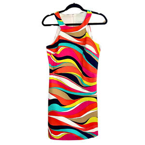 Trina Turk Bright Multicolor Sleeveless Shift Dress Size 4